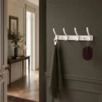 Porte-manteau mural aluminium blanc 4 crochets