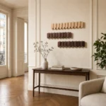Porte-manteau mural arrondi en chêne clair 4 crochets