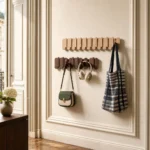 Porte-manteau mural arrondi en chêne clair 4 crochets