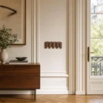 Porte-manteau mural arrondi en chêne foncé 4 crochets