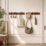 Porte-manteau mural bambou foncé 4 crochets