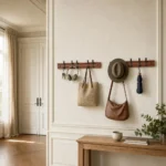 Porte-manteau mural bambou foncé 4 crochets