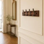 Porte-manteau mural bambou foncé 4 crochets