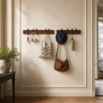 Porte-manteau mural bambou foncé 4 crochets