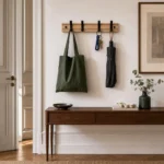 Porte-manteau mural en bambou naturel 4 crochets