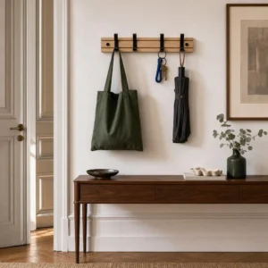 Porte-manteau mural en bambou naturel 4 crochets
