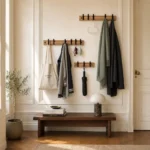 Porte-manteau mural en bambou naturel 4 crochets