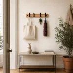 Porte-manteau mural en bambou naturel 4 crochets