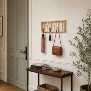 Porte-manteau mural en bois 8 crochets