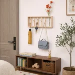 Porte-manteau mural en bois 8 crochets