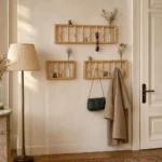 Porte-manteau mural en bois 8 crochets