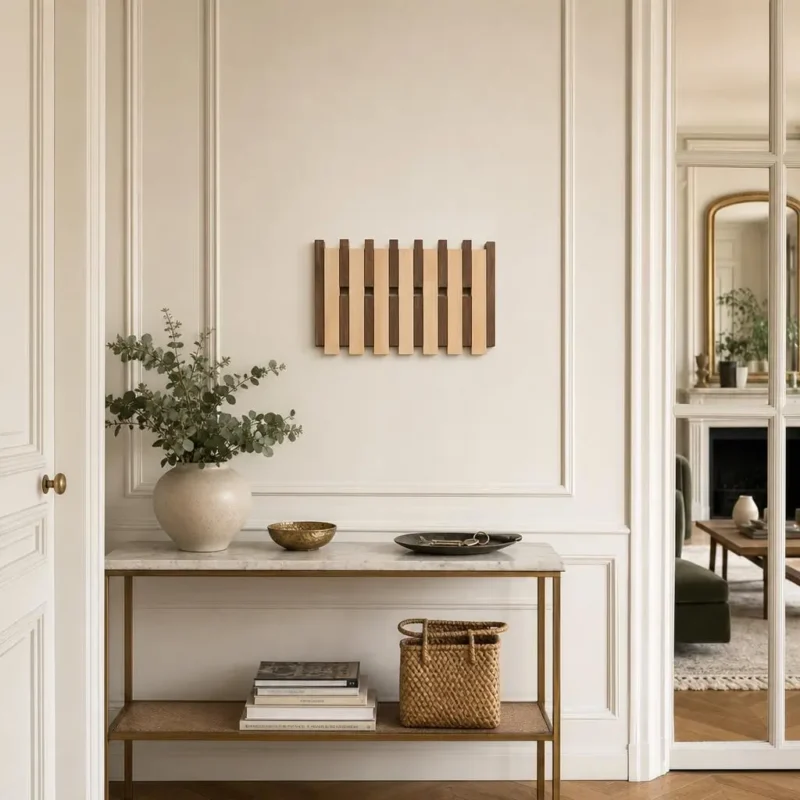 Porte-manteau mural en bois bicolore