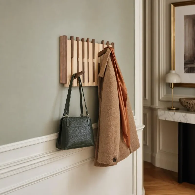 Porte-manteau mural en bois bicolore