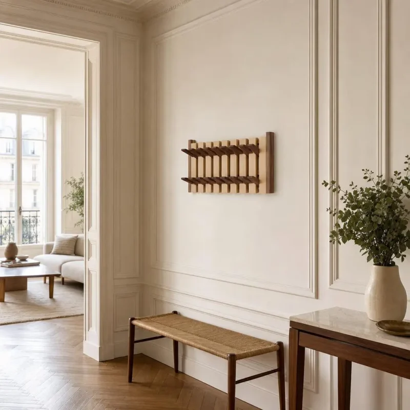 Porte-manteau mural en bois bicolore