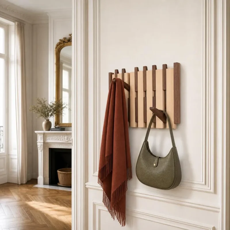 Porte-manteau mural en bois bicolore