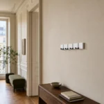 Porte-manteau mural bois blanc 4 crochets pliables