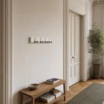 Porte-manteau mural bois blanc 4 crochets pliables