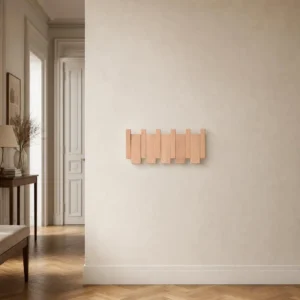 Porte-manteau mural bois clair 4 crochets