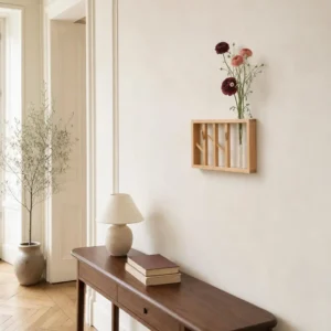 Porte-manteau mural bois clair 5 crochets style naturel