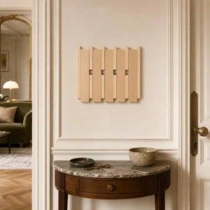 Porte-manteau mural bois clair carré