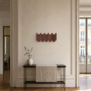 Porte-manteau mural en bois foncé 4 crochets