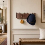 Porte-manteau mural bois foncé 8 crochets