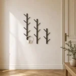 Porte-manteau mural bois foncé design moderne