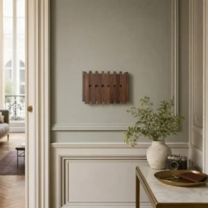 Porte-manteau mural en bois foncé massif 12 crochets