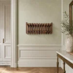 Porte-manteau mural en bois foncé massif 12 crochets
