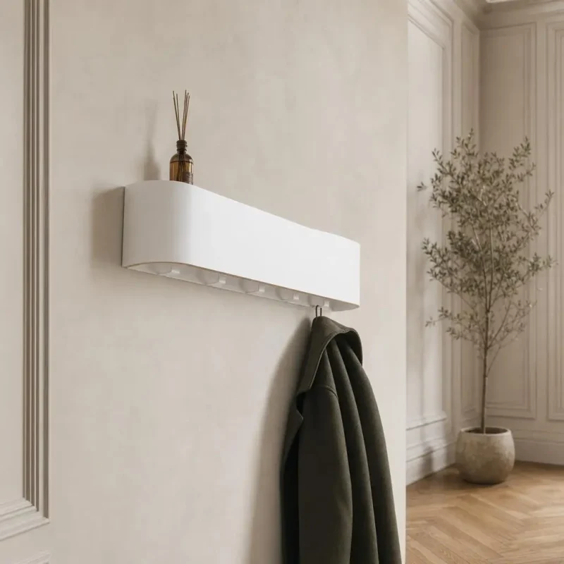 Porte-manteau mural en bois multicouche blanc style moderne
