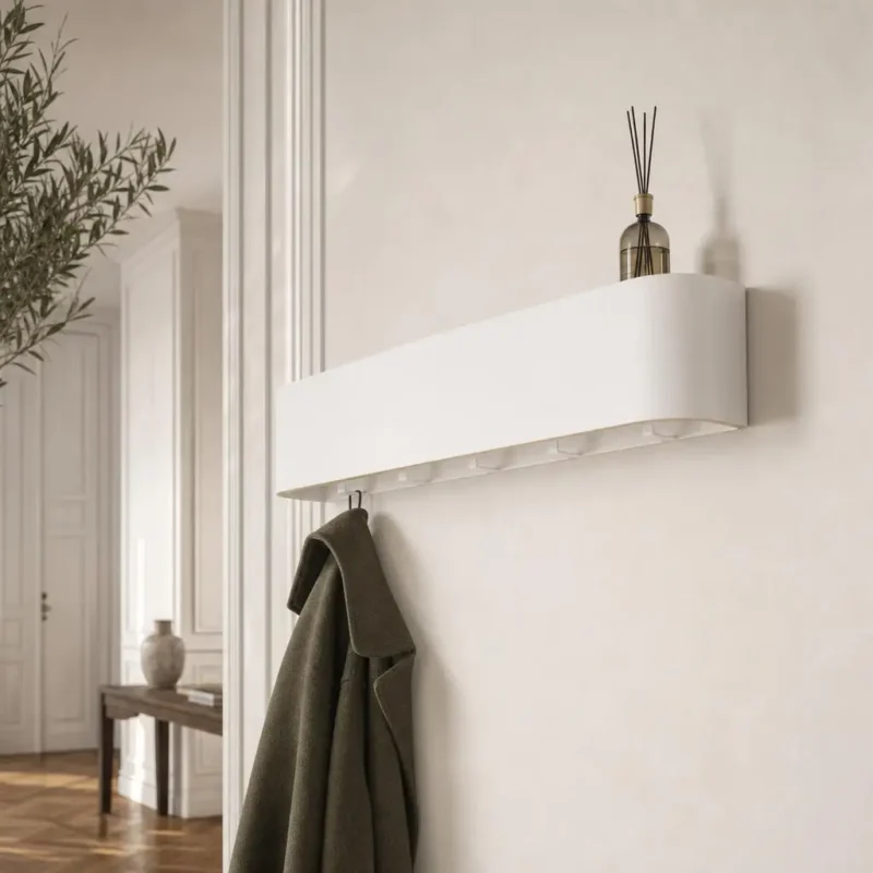 Porte-manteau mural en bois multicouche blanc style moderne