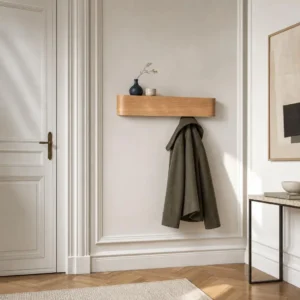 Porte-manteau mural en bois naturel