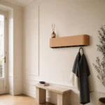 Porte-manteau mural en bois naturel
