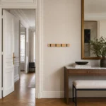 Porte-manteau mural en bois naturel 4 crochets pliants