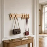 Porte-manteau mural bois naturel 6 crochets