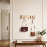 Porte-manteau mural bois naturel 6 crochets