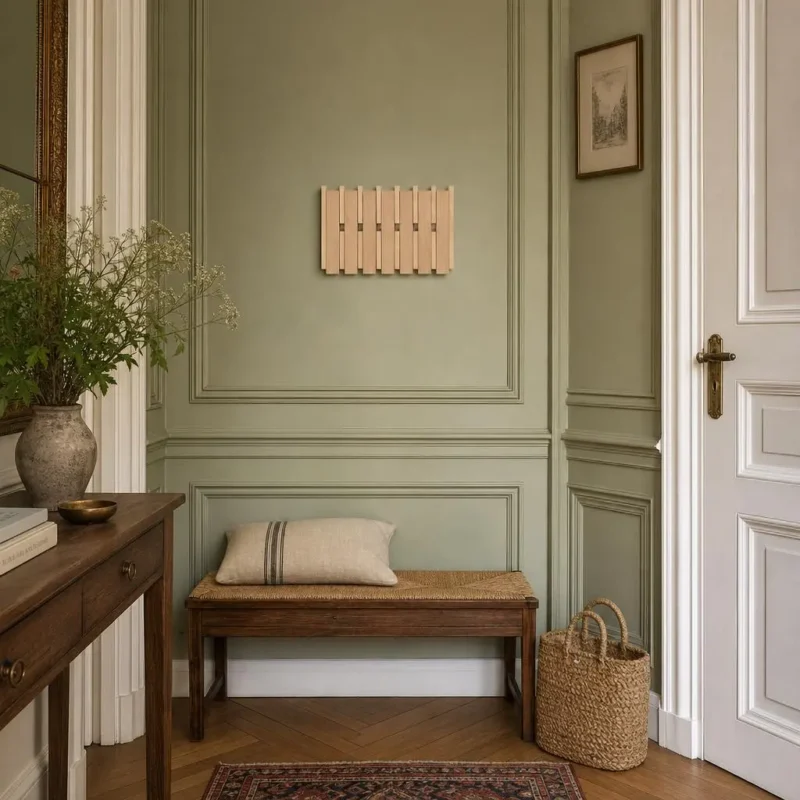 Porte-manteau mural en bois naturel clair