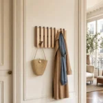 Porte-manteau mural en bois naturel clair