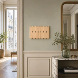 Porte-manteau mural en bois naturel clair