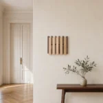 Porte-manteau mural en bois naturel compact double couche