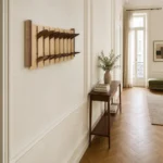 Porte-manteau mural en bois naturel compact double couche