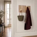 Porte-manteau mural en bois naturel compact double couche