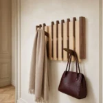 Porte-manteau mural en bois naturel compact double couche