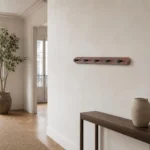 Porte-manteau mural bois naturel crochets noirs