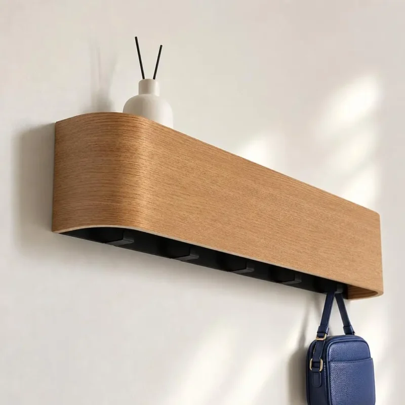 Porte-manteau mural bois noir mat
