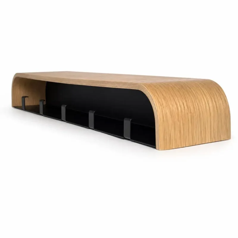 Porte-manteau mural bois noir mat