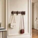 Porte-manteau mural bois sombre 5 crochets