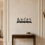 Porte-manteau mural bonhomme en métal noir 7 crochets