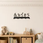 Porte-manteau mural bonhomme en métal noir 7 crochets