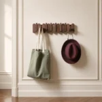 Porte-manteau mural en chêne massif foncé 6 crochets arrondis